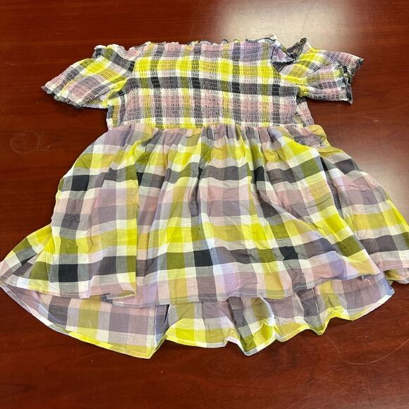 Torrid Smocked Yellow & Gray Off the Shoulder Top sz 1 NWT  14-16 - Picture 4 of 4